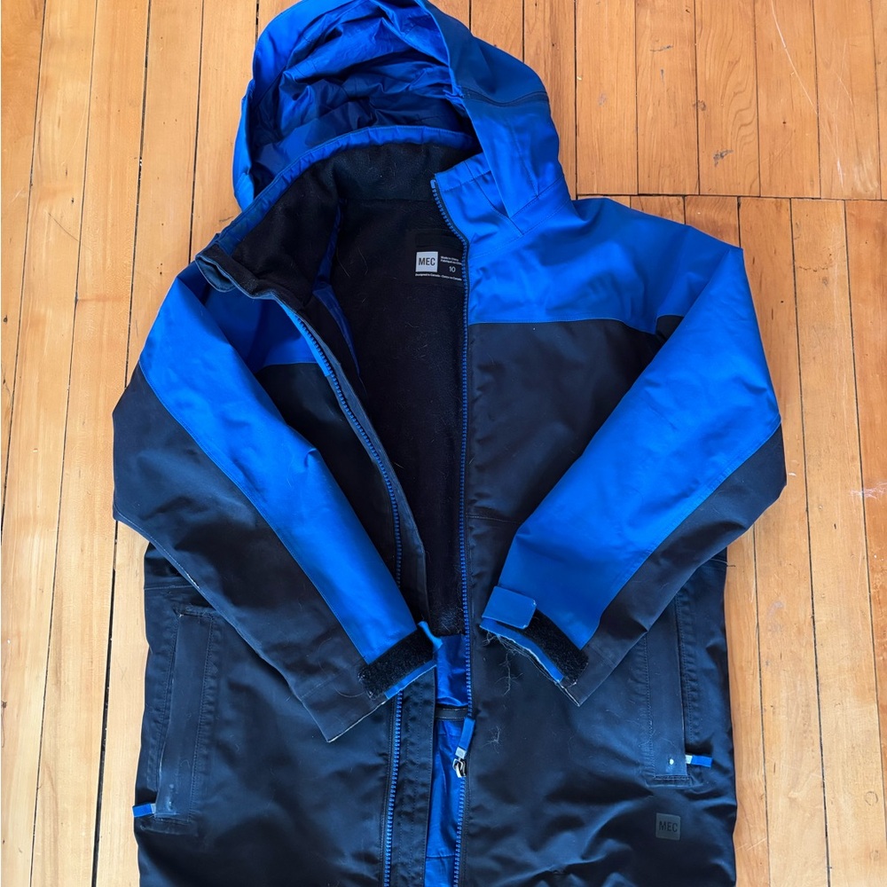 Mountain Equipment Blue and Black Hooded Jacket